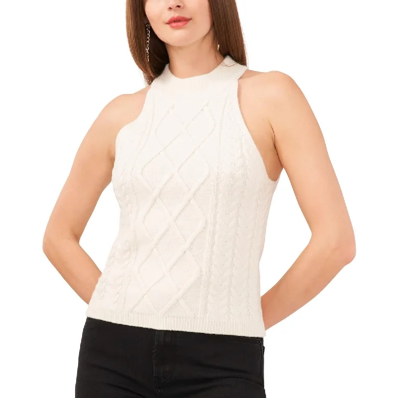 Relaxed Fit 1.State Womens   Crochet Vest Turtleneck Sweater