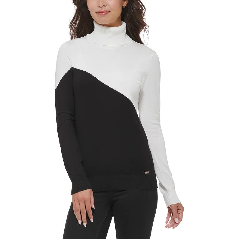 Lounge Wear Calvin Klein Womens Colorblock Knit Turtleneck Sweater