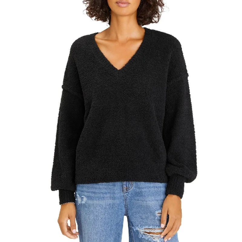 Luxury Temperament Sanctuary Womens Chenille Pullover V-Neck Sweater