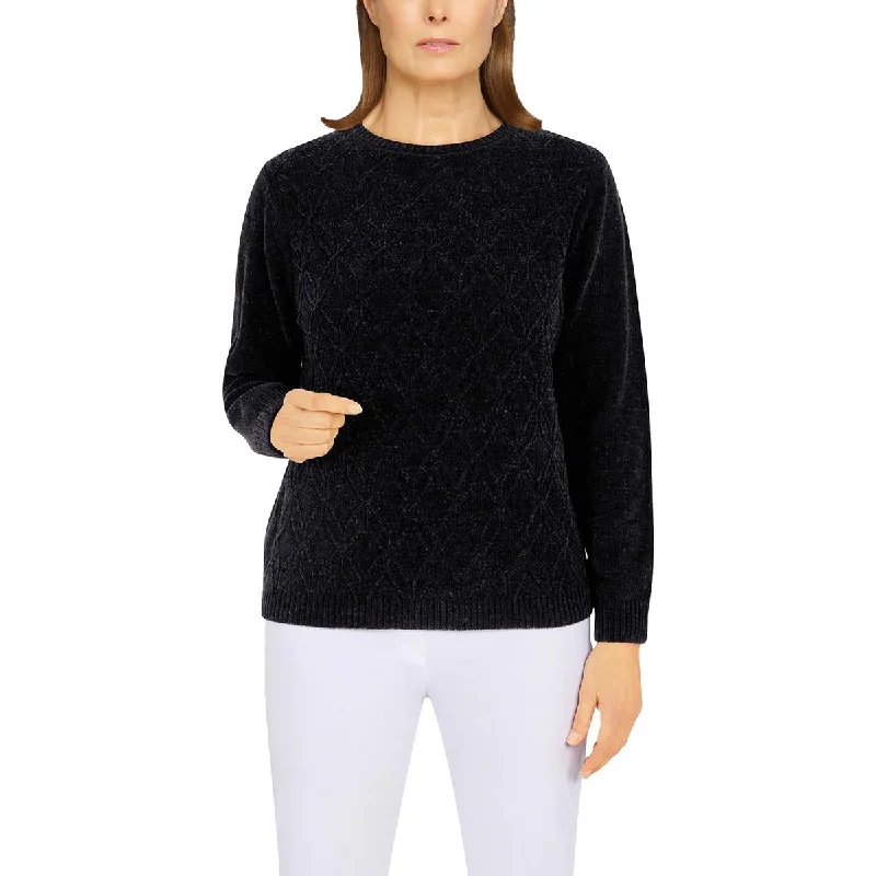 Relaxed Dresses Alfred Dunner Womens Long Sleeve Cable Stitch Crewneck Sweater