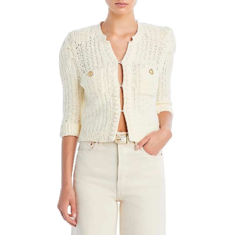 Stretch Design L'Agence Womens Delilah Textured Cotton Cardigan Sweater