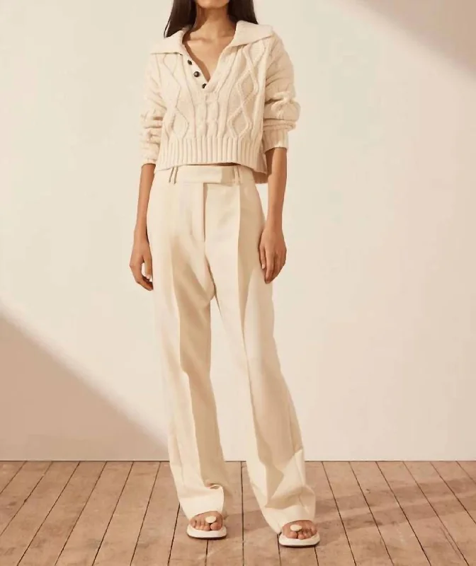 Simple Style Mercure Button Up Cable Jumper In White
