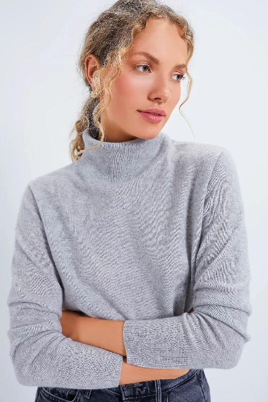 Weekend Style Gray Cashmere Turtleneck Sweater