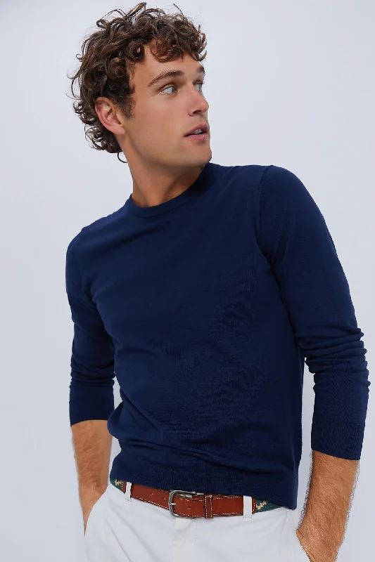 Slim Fit Marine Navy Heather Movement Crewneck Sweater