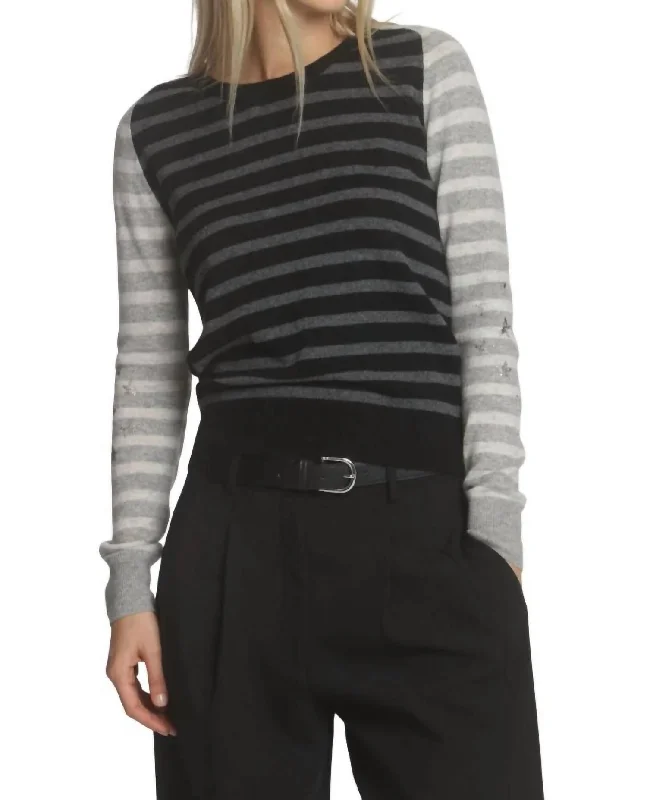 Integrated Design Emma Glory Stripe Top In Black