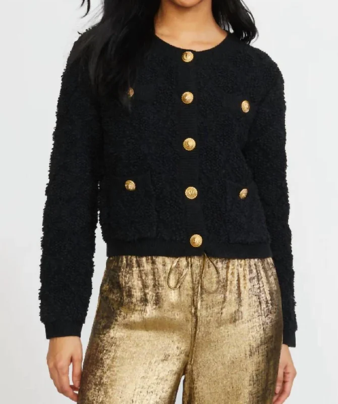 Avant-garde Design Textured Sweater Cardigan In Black