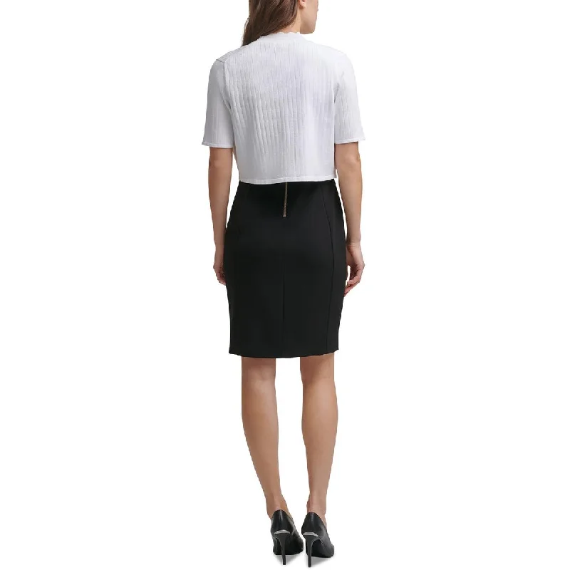 Relaxed Dresses Calvin Klein Womens Scalloped Ribbed Cardigan Sweater