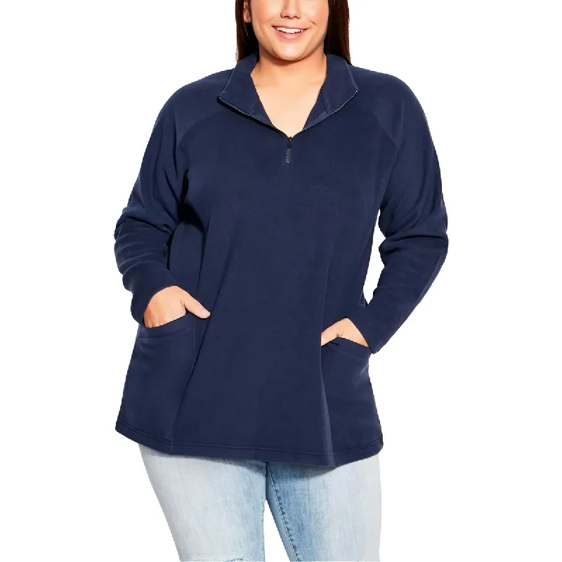 Simple Design Avenue Womens Plus Zipper Fleece Tunic Sweater