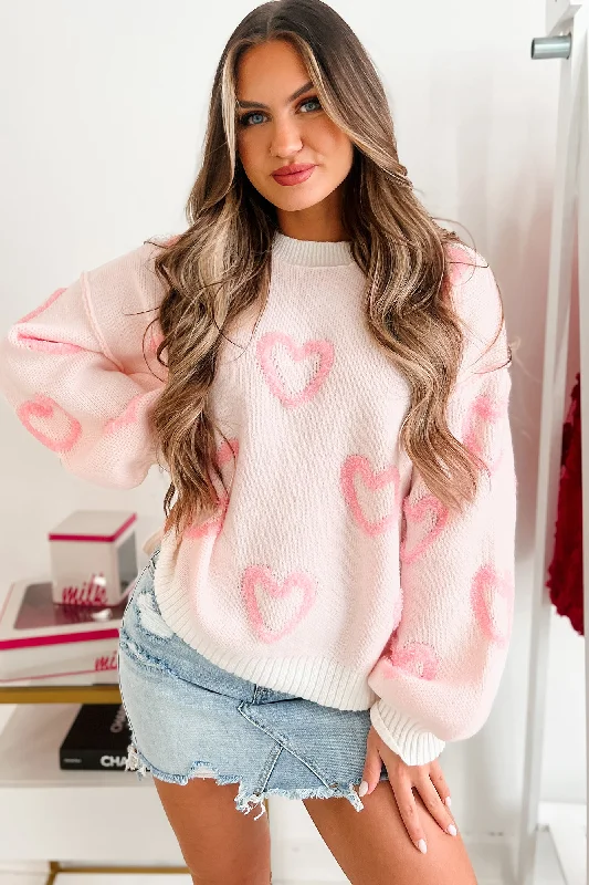 Trends Straight From The Heart Textured Heart Sweater (Blush)