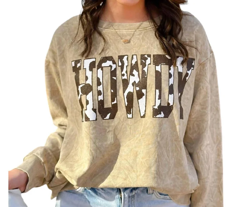 Comfortable Fashion Looks Howdy Mineral Wash Sweatshirt In Taupe