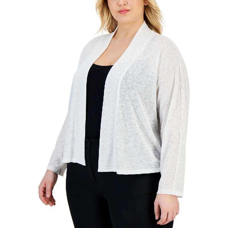 Trendy Dresses Kasper Womens Plus Open Front Long Sleeve Cardigan Sweater