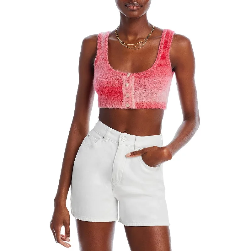Classic Series RE/DONE Womens Alpaca Blend Button-Up Crop Sweater
