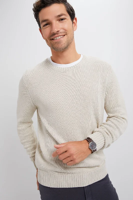 Elegant Dressing Light Tan All Season Classic Crewneck