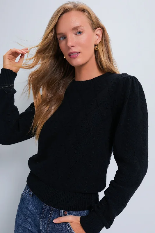 Sports And Leisure Textured Black Crewneck Violet Sweater