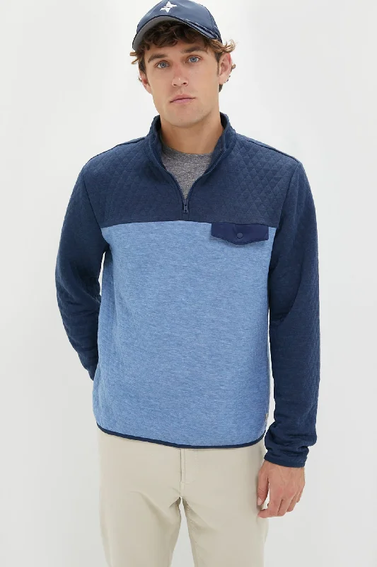 Timeless Style Navy Mid Blue Colorblock Corbet Pullover