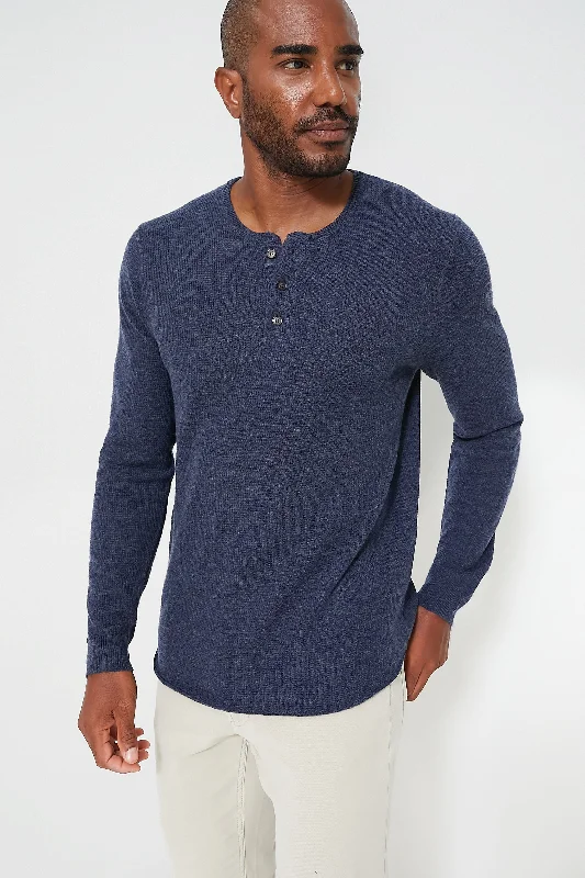 Exquisite Craftsmanship Indigo Midweight Sweater Henley