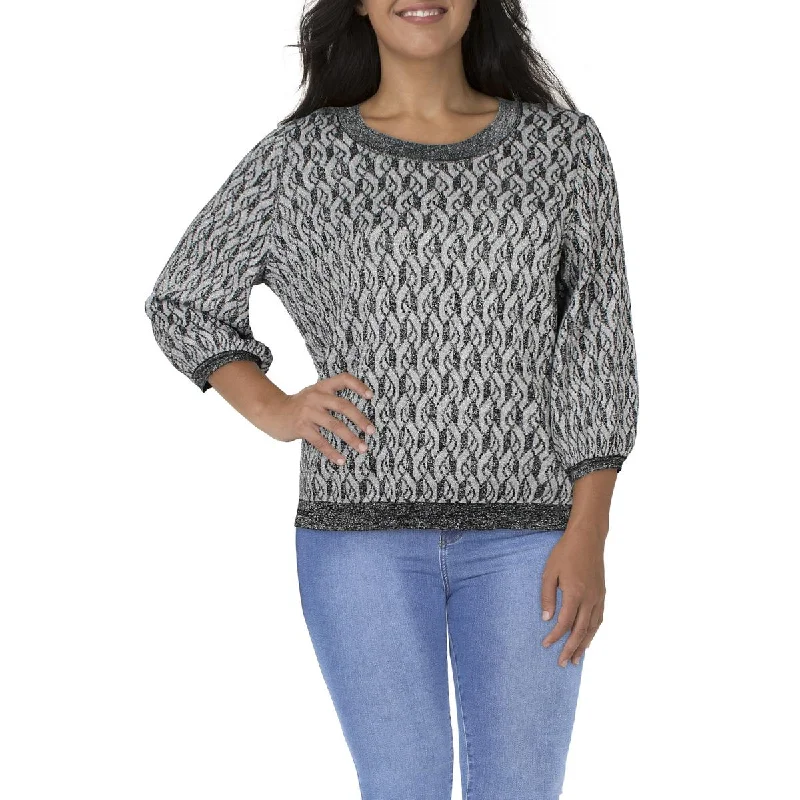 Light Dressing MSK Womens Plus Metallic Knit Pullover Sweater