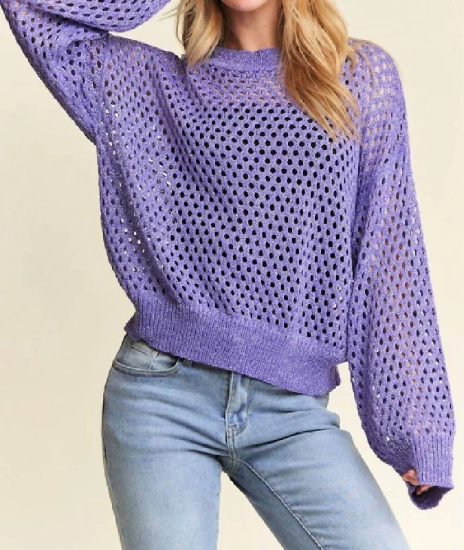 Sports And Leisure Lurex Crochet Top In Purple