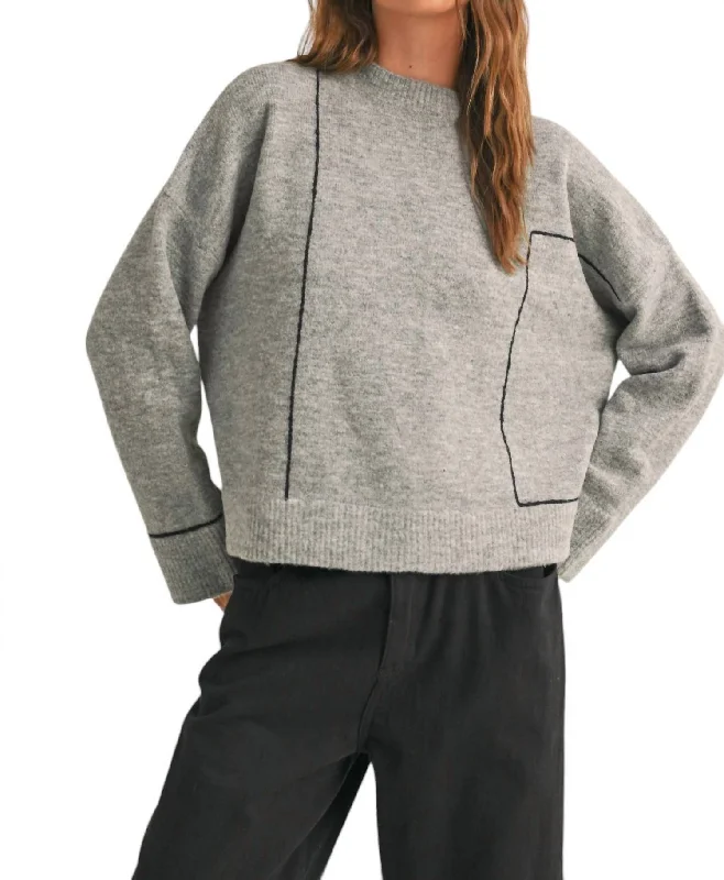 Breathable Design Grid Pattern Sweater In Grey/black
