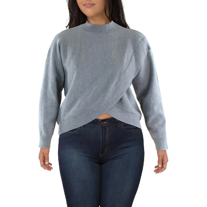 Classic Style Gracia Womens Unbalance Asymmetric Ribbed Trim Mock Turtleneck Sweater