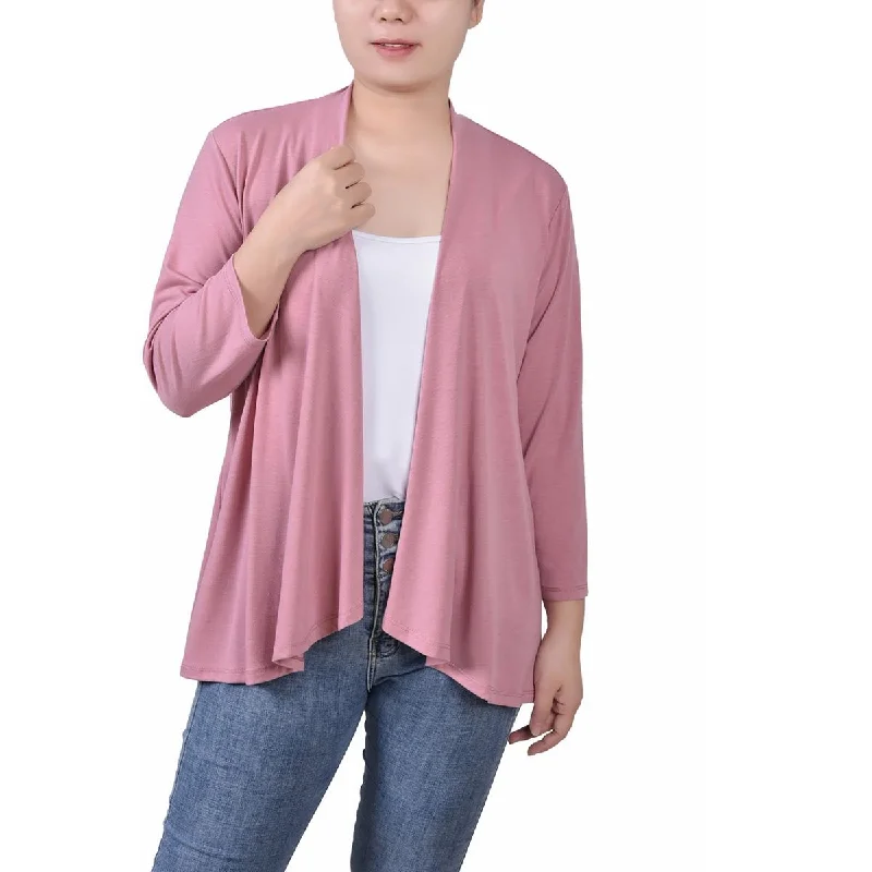 All-Day Comfort NY Collection Womens Open Front Solid Cardigan Sweater