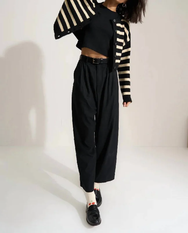 Romantic Temperament Fiona Stripe Cardigan In Black & White