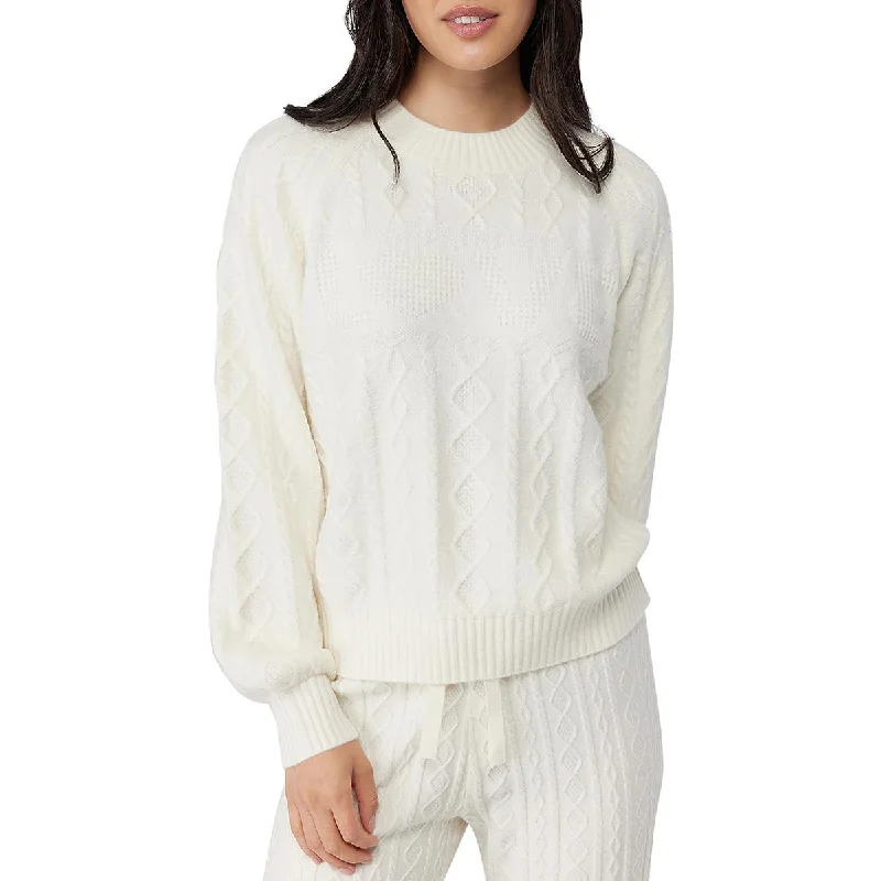 Multifunctional Style Spiritual Gangster Womens Ribbed Trim  Cable Knit Pullover Sweater