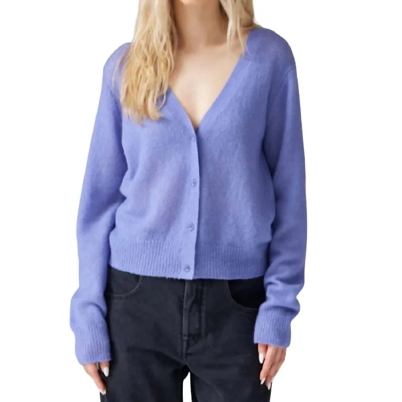Single-shoulder Neck Design Amara Vienna Cardigan In Amaranthine