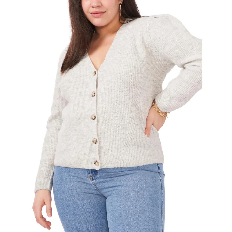 Fashion And Simplicity 1.State Womens Plus Warm Puff Sleeves Button-Up