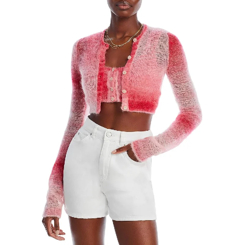 Luxe Comfort RE/DONE Womens Crop Alpaca Cardigan Sweater