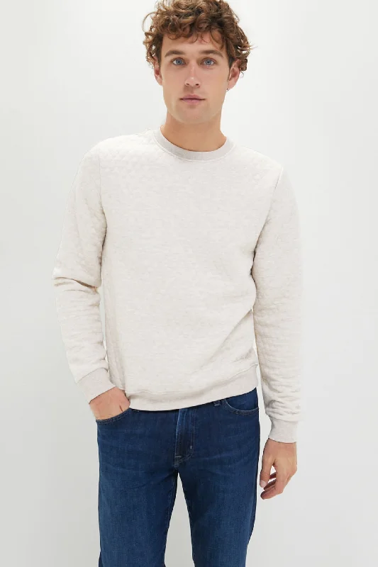 Relaxed Style Dark Oat Heather Corbet Quilted Crewneck Sweater