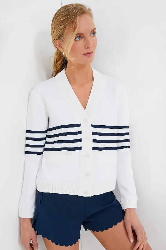 Avant-garde Design White Striped Charley Cardigan