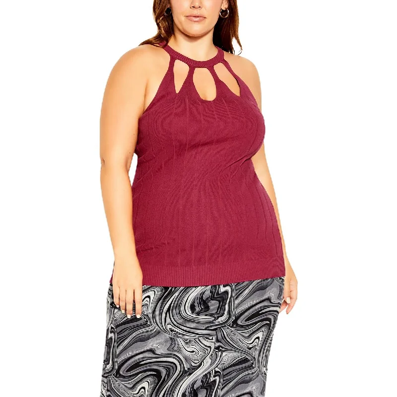 Short Design City Chic Womens Sleeveless Crewneck Tank Top Sweater