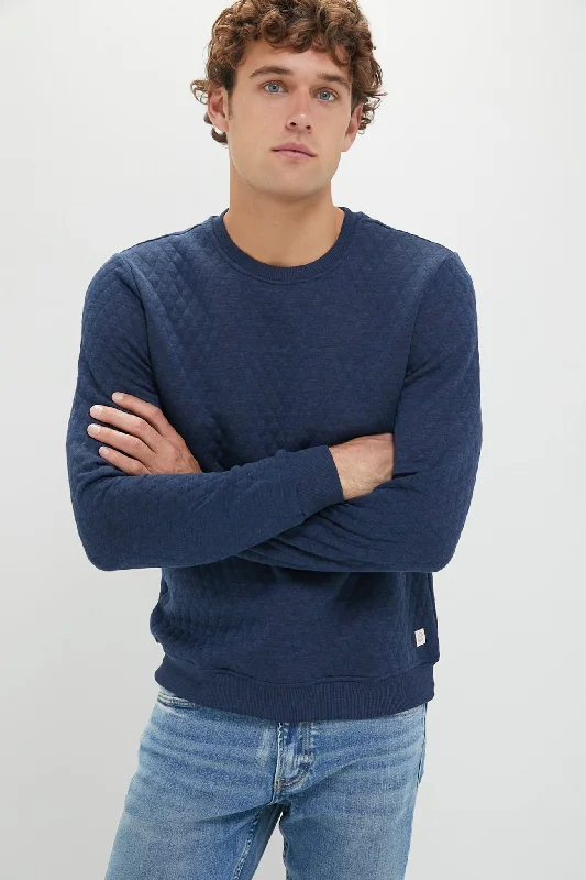 Elegant And Charming Mid Blue Corbet Quilted Crewneck Sweater
