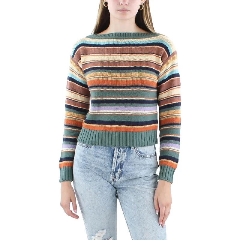 Fashion Concept Lauren Ralph Lauren Womens Petites Linen Blend Striped Pullover Sweater