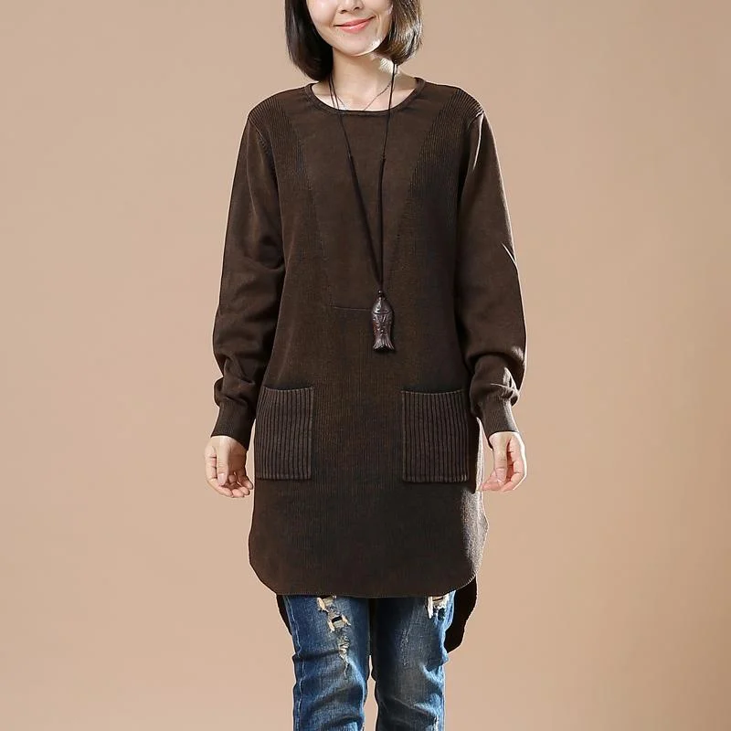 Chocolate oversized sweater shirt pockets casaul style