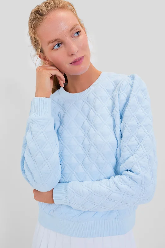 Easy Style Light Blue Puff Sleeve Campbell Pullover