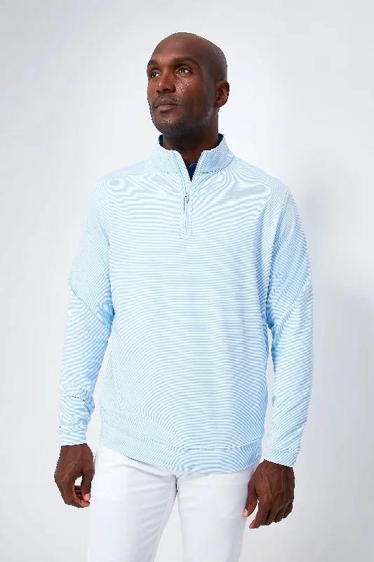 Embroidery Design Cottage Blue Perth Sugar Stripe Performance Quarter-Zip