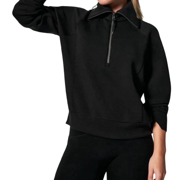 Urban Sense Airessential Half Zip Sweater In Very Black