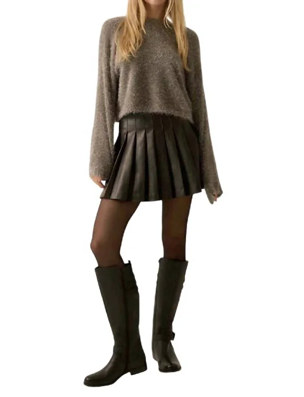 Relaxed Dresses Winter Wonderland Metallic Fuzzy Knit Sweater In Charcoal