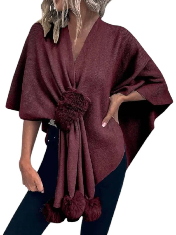 Soft Trends Scarf With Mink Knit Shawl In Wine