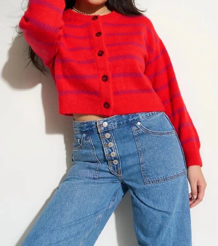 Comfortable And Versatile Fiona Cardigan In Red