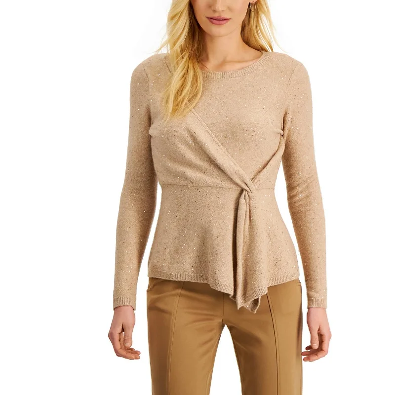 Minimalism Donna Karan Womens Metallic Knit Pullover Sweater