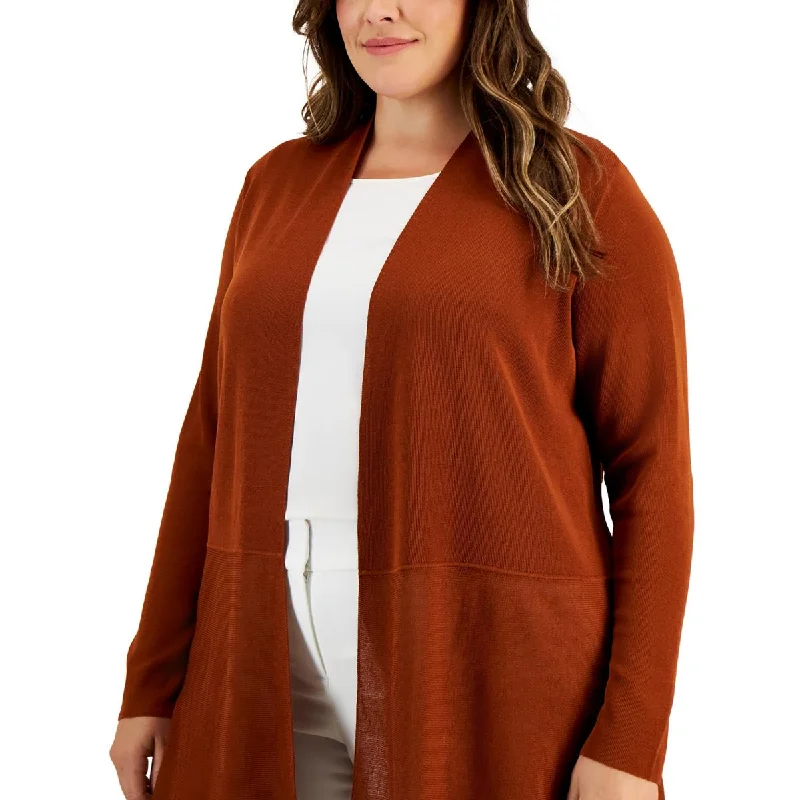 Cozy Fit Anne Klein Womens Plus Solid Cardigan Sweater