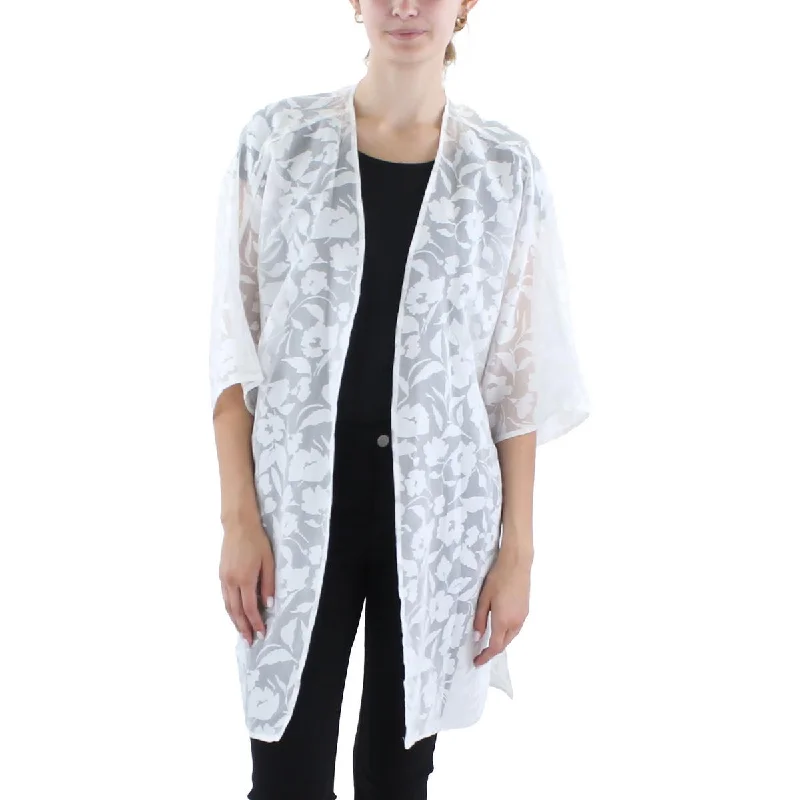 Cozy Knits Anne Klein Womens Oversized Side Slit Cardigan Sweater
