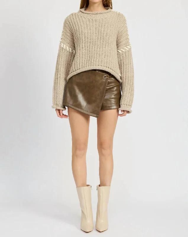Youthful Street Fashion Alyza Knit Top In Beige/gray