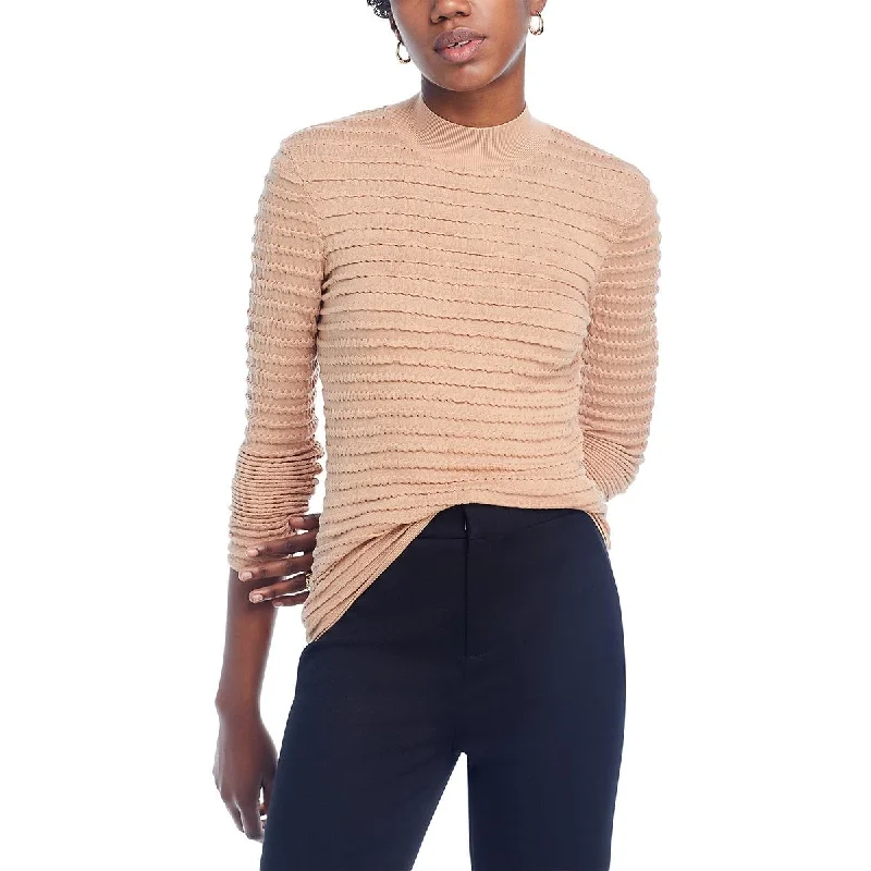 Classic Style FRAME Womens Silk Blend Smocked Mock Turtleneck Sweater