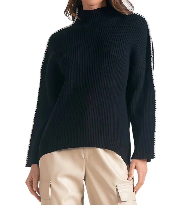 Trendy And Casual Stitched Sweater In Black