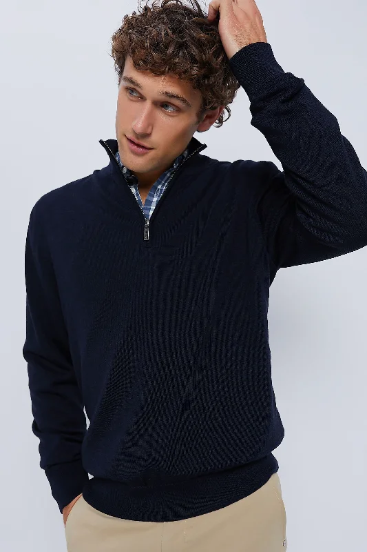 Weekend Wear Navy Gamlan Half Zip Sweater