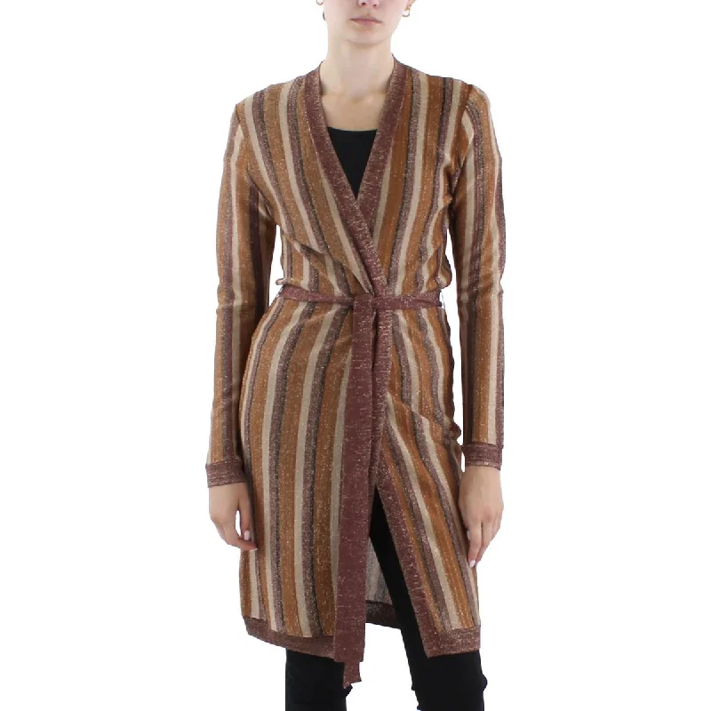 Relaxed Weekend Wear L'Agence Womens Metallic Open Front Cardigan Sweater